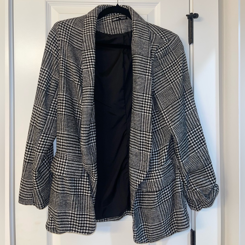 Houndstooth Print Blazer